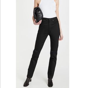 NWT Alexander Wang high rise dipped back distressed jeans in black